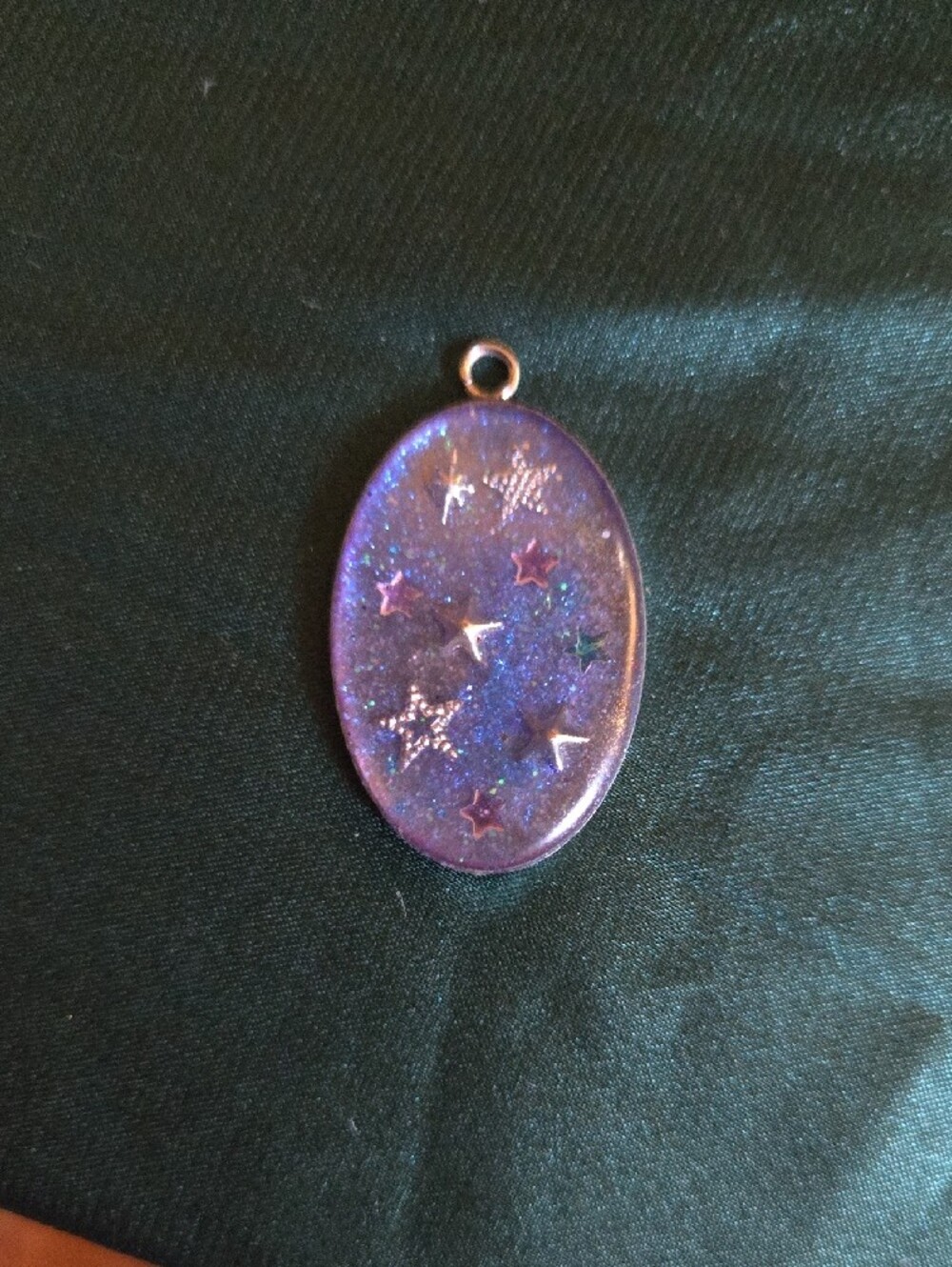 Hand Crafted Iridescent Purple Star Resin Pendant Necklace - Picture 2 of 5